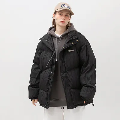 Thickened Cotton Padded Men's Plain Pleated Bread Jacket