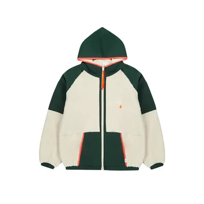 Thickened Lamb Wool High Neck Hooded Zipper Coat Jacket