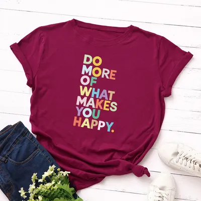 Women's Loose Round Neck Short-sleeved T-shirt With Letters