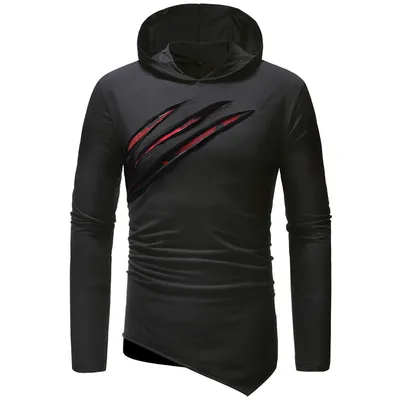 Colorblock Men's Casual Slim Hooded Long-sleeved T-shirt