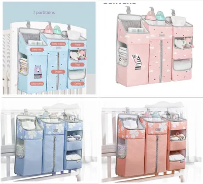 Baby outing diaper storage bag bedside hanging basket rack