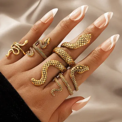 Long Cool Handsome Men's Snake Print Ring