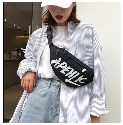 Nylon printed letters small satchel