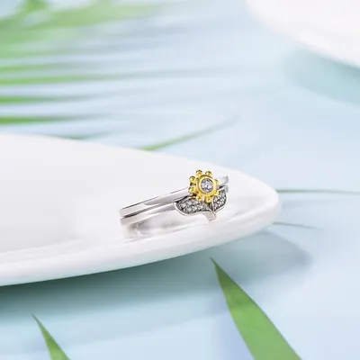 Fashion Personality S925 Sterling Silver Ring Sunflower