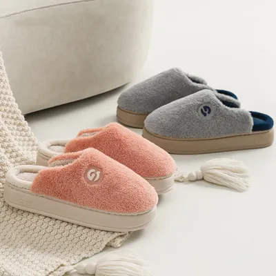 Plush Cotton Slippers Female Indoor Platform Household