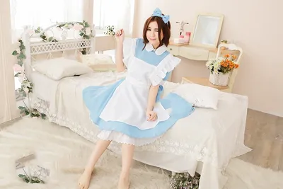 Cute Water Blue Maid Ware COS Anime Clothing Performance Costume