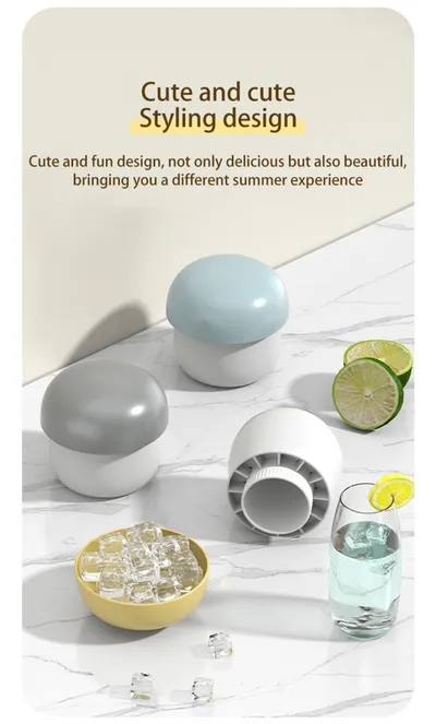 Ice Block Mold Silicone Mushroom Ice Cup Frozen Refrigerator Ice Grid Box Durable Easy Demould Bucket Homemade Crushed Ice Maker Ktichen Gadgets