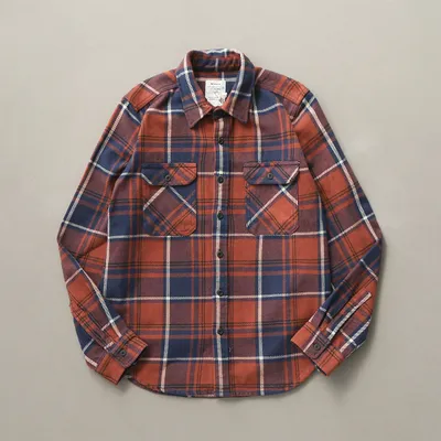 Men's Long Sleeve Retro Thick Brushed Plaid Shirt