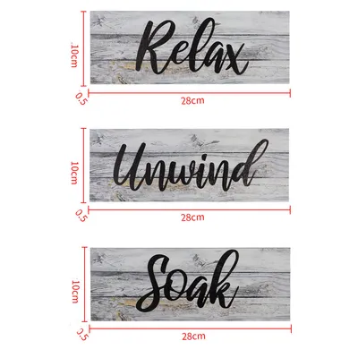 Retro Rustic Bathroom Wood Sign 3 Piece Craft Set