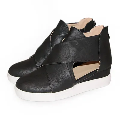 New style zipper wedge women's shoes