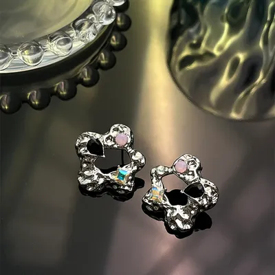 Women's Niche Design Colorful Gemstone Flower Earrings