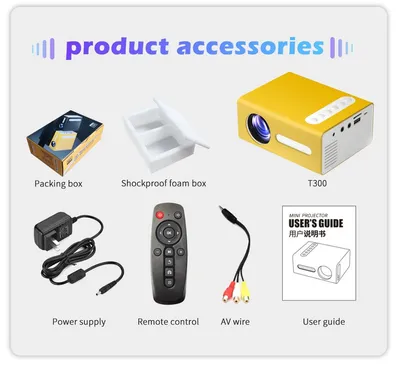 Home Office T300 Projector HD 1080P Miniature Mini Projector