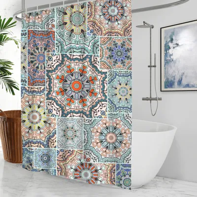 Waterproof Shower Curtain Cross-border Amazon Polyester Toilet Shower Curtain