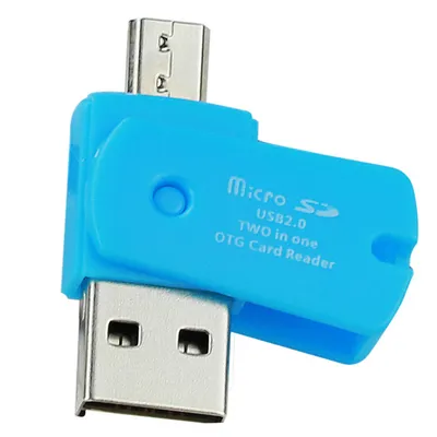 Rotating USB2.0 TF Card Reader 2-in-1 Micro Usb Android Phone OTG Card Reader