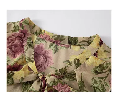 Women's Floral Loose Print Retro Hong Kong Style Floral Shirt