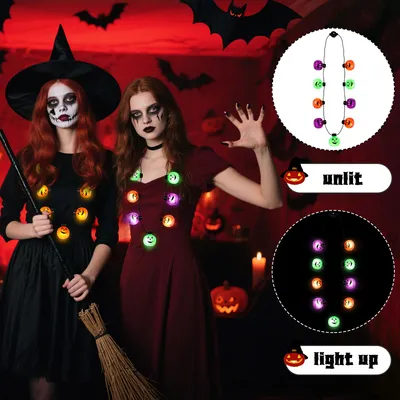 3PCS Halloween Light Up Necklaces, Pumpkin Shaped LED Necklace Halloween Eve Costume Party Accessories 3D Necklace Halloween Accessories For Halloween Party Favors And Supplies