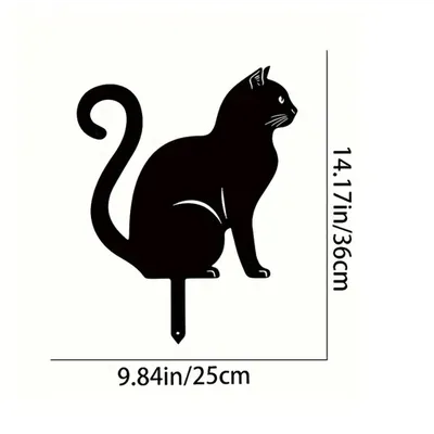 1pc Rusty Cute Cat Home Garden Stake Decoration - Cute Cat Garden Decor