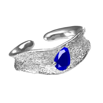 Women's Fashion Sapphire Texture Sterling Silver Ring