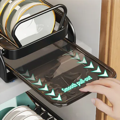 Kitchen Pull-Out Bowl And Dish Rack Cabinet Storage Rack Household Tableware Bowl And Dish Partition Multi-Layer Drawer Storage