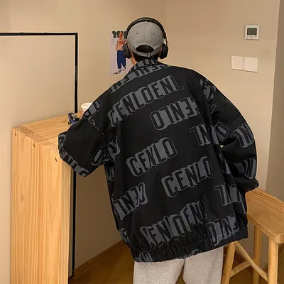 Men's Trendy Hip Hop Jacket With Full Printed Letters