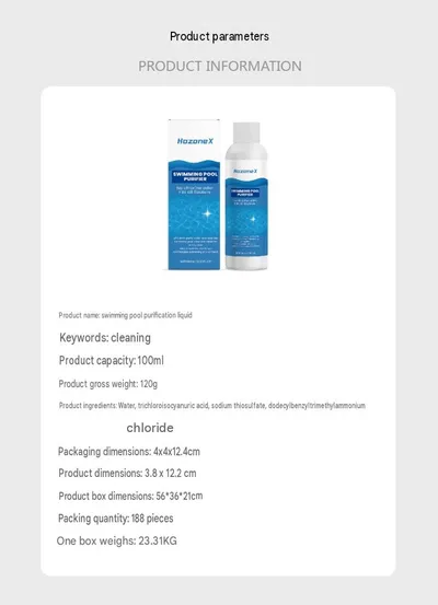 Hozonex Swimming Pool Purification Liquid, Swimming Pool Water Clarification, Odor-Free Cleaning Solution, Instant Dirt Removal, Clean Cleaning Liquid