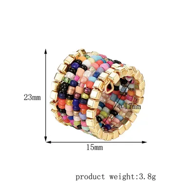 Multi-layered One-piece Ring With Colorful Rice Beads