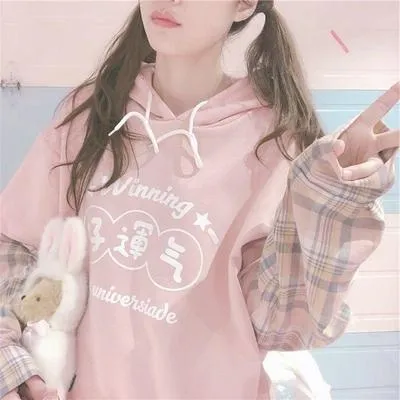 Two Japanese Hooded Color Sensitive Women's Loose Fittings