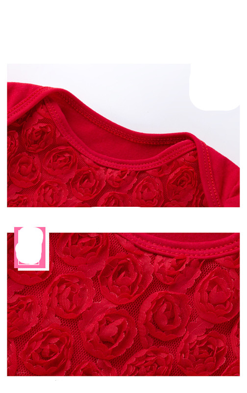 Baby Long Sleeve Compound Rose Romper Dress