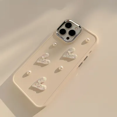 Milky White Pearl Heart Phone Case