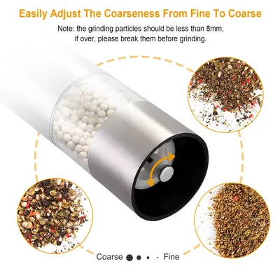 1Pc Electric Salt Pepper Grinder With Light Adjustable Coarseness Stainless Steel Salt Pepper Shaker Battery Operated Pepper Grinder Mill Easy Refill And Clean For Kitchen Preparing