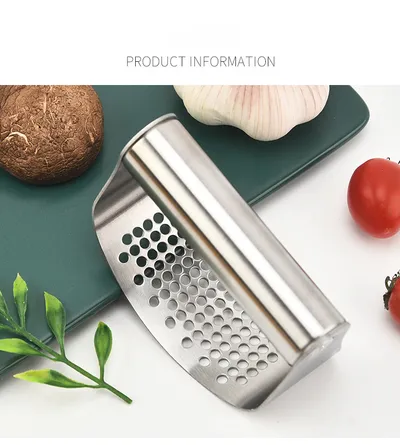 Stainless Steel Garlic Press Manual Mincer Chopping Tools Curve Fruit Vegetable Cooking Kitchen Gadgets