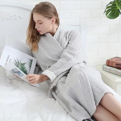 New Long Style Home Service Thick Gauze Toweling Bathrobe