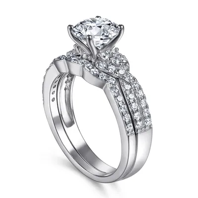 Micro-set Diamond  925 Sterling Silver Two-in-one Combination Ring
