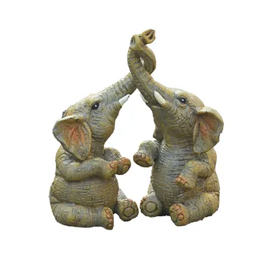 Couple Double Elephant Sculpture Home Decoration Living Room Wine Cabinet Porch Decoration Resin Crafts