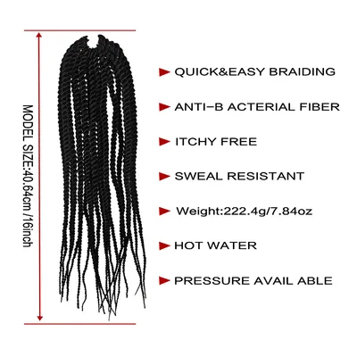 4X EZ SENEGALESE BRAID Long Crochet Braid Synthetic Hairstyle Black Burgundy Brown Ladies Box Braid