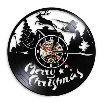 Christmas Acrylic Mirror Stickers Gramophone Record Creative Wall Clock