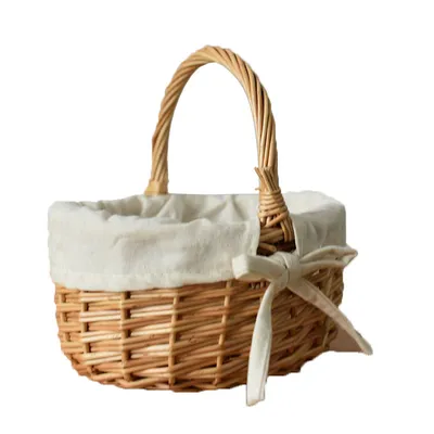 Home Picnic Willow Weave Portable Storage Basket