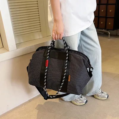 حقيبة تسوق كبيرة السعة بنمط شبكي