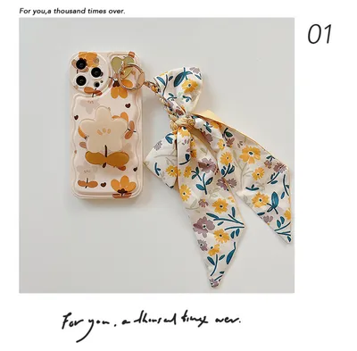 Autumn Leaves And Flowers With Bow Silk Scarf Phone Cases