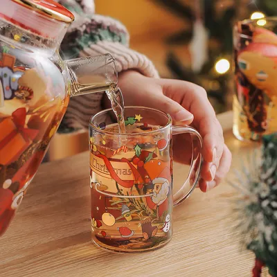 Christmas Gift High Beauty Creative Cup Christmas Snowman Glass Cup High Temperature Resistant
