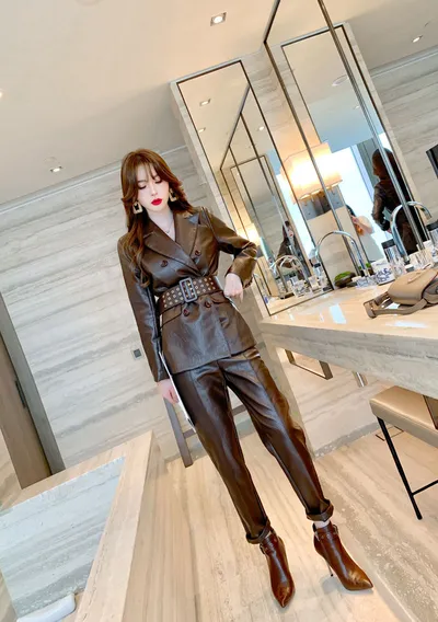 Motorcycle Leather Clothing Commuter Waist Slimming Windproof Suit Pants