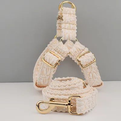 Leaf Lace Strap Gold Buckle Pet Supplies