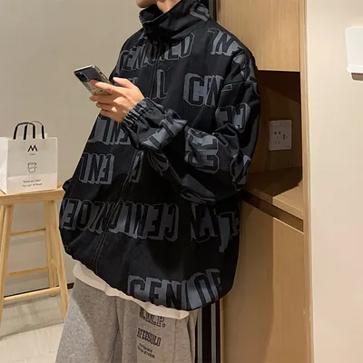 Men's Trendy Hip Hop Jacket With Full Printed Letters