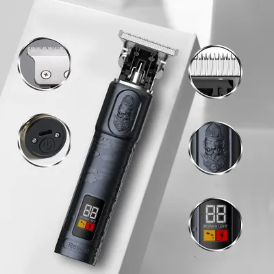 LCD Digital Display Hair Salon Engraving Electric Clippers