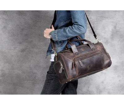First layer leather big travel bag