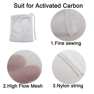 Fish Tank Small Sized Filter Bags, 6 Pack High Flow Bags 3 By 4 Inches Aquarium Filter Media Mesh Bags With Nylon Drawstrings,White