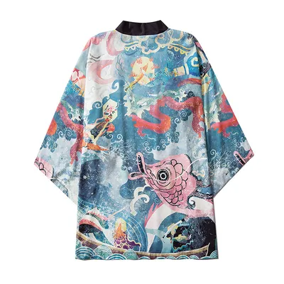 Japanese Style Ukiyo-e HAILANG Carp Robe Buckle-free Hanfu Shirt