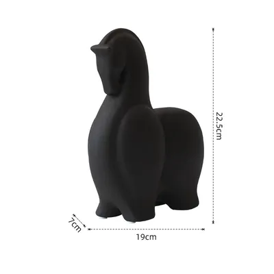 Simple Abstract Black And White Strip Matte Horse Ornaments Ceramic Crafts