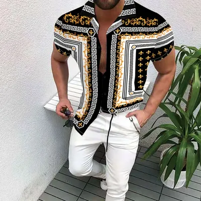 Cross-Border Hot Models Amazon Ebay European And American Men's Short-Sleeved Fashion Shirts Shirts New Tops Men's Trend