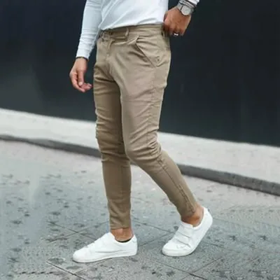 Mid-waist Gray Trousers Youth Solid Color